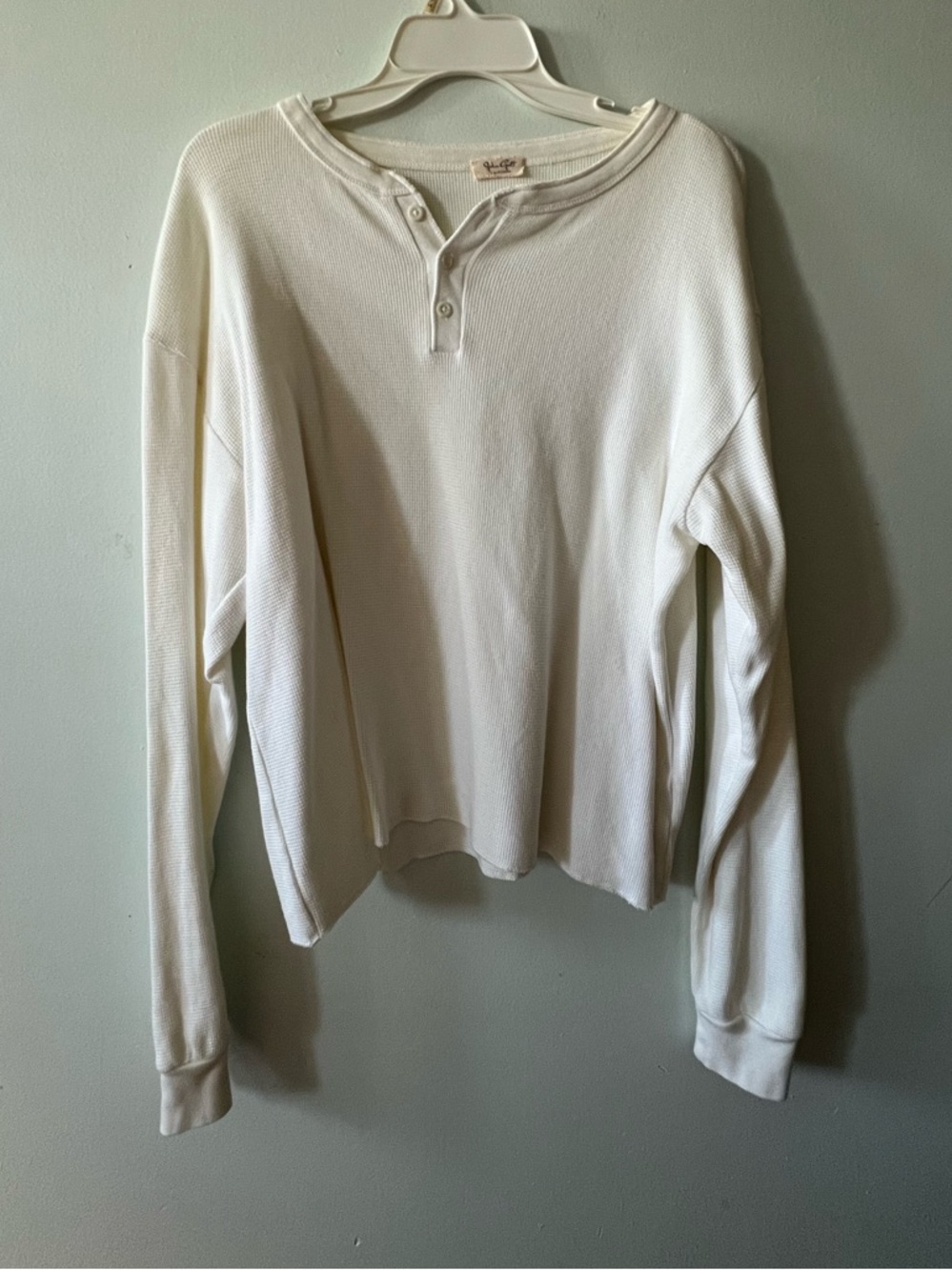 John Galt Brandy Melville Henley Thermal Long Sleeve Top
